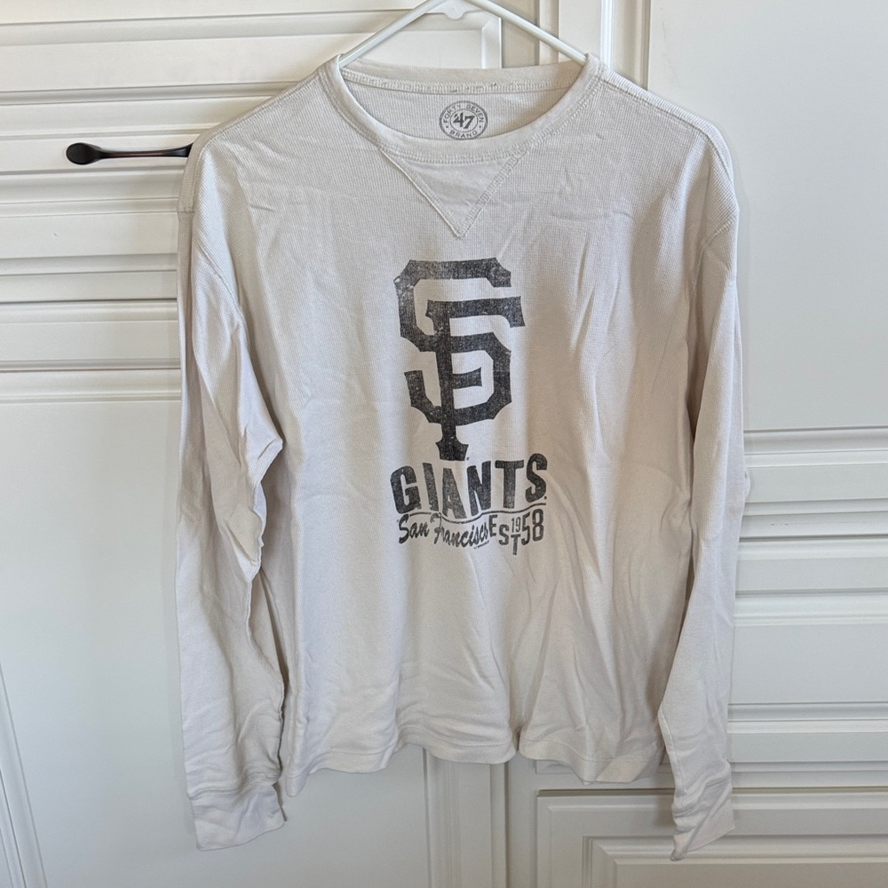 47 Brand White Giants Long Sleeve Waffle Tee